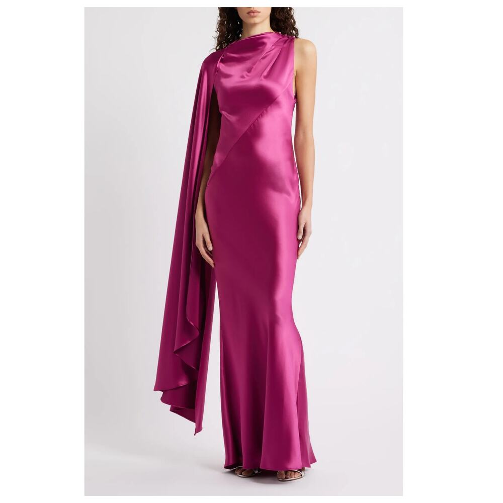 NEW Acler Ropley Drape Bias Cut Satin Maxi Cocktail Dress Size (AU/10, US/6) - Picture 5 of 13